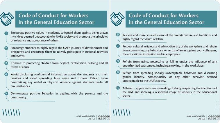 Code of conduct for professionals in the education sector
